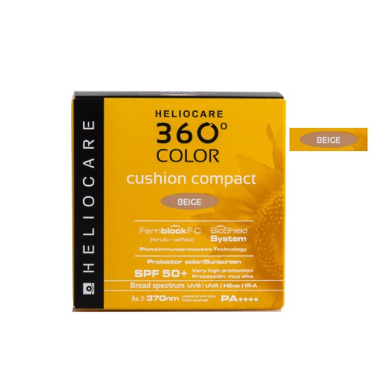 Heliocare 360° Color Cushion Compact SPF50+ Protector Solar, Tono Beige